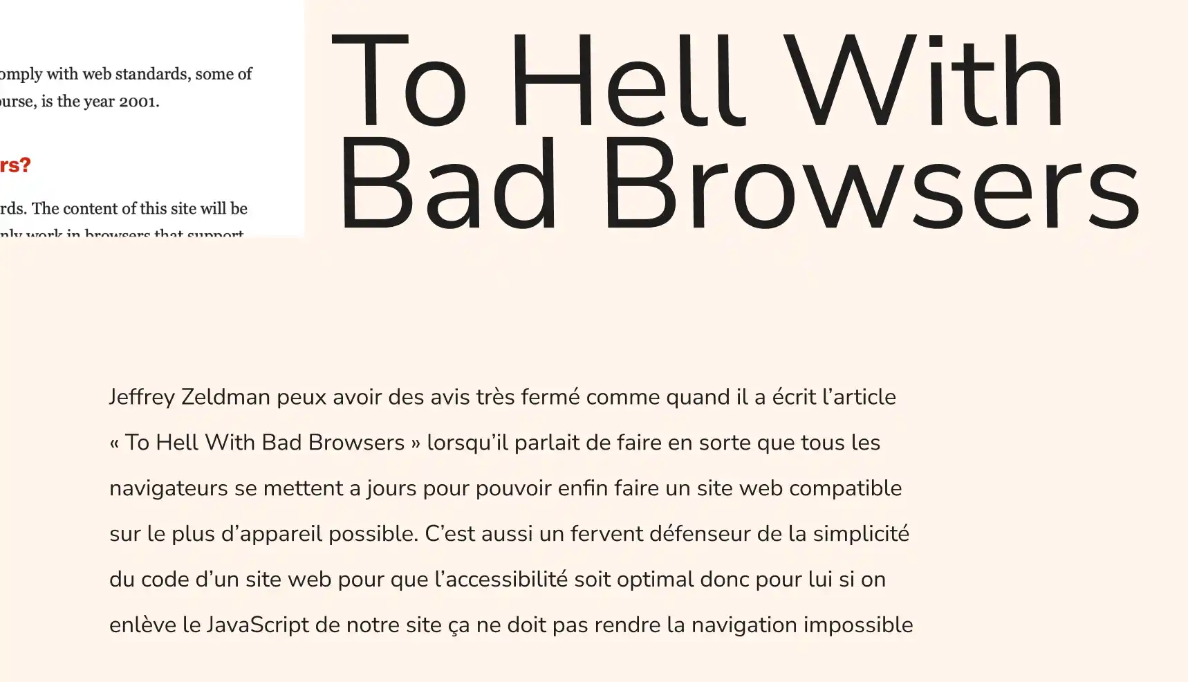 Exemple de la mise en page du site Le web de Zeldman