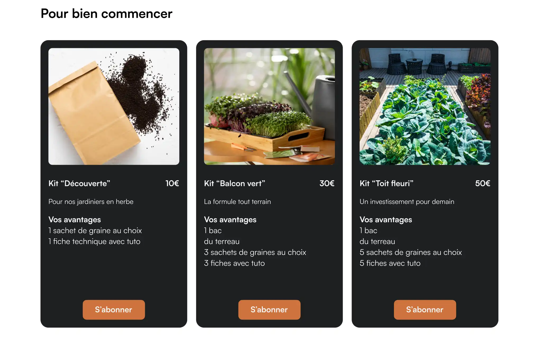 trois cards montrant des abonnements Képos
