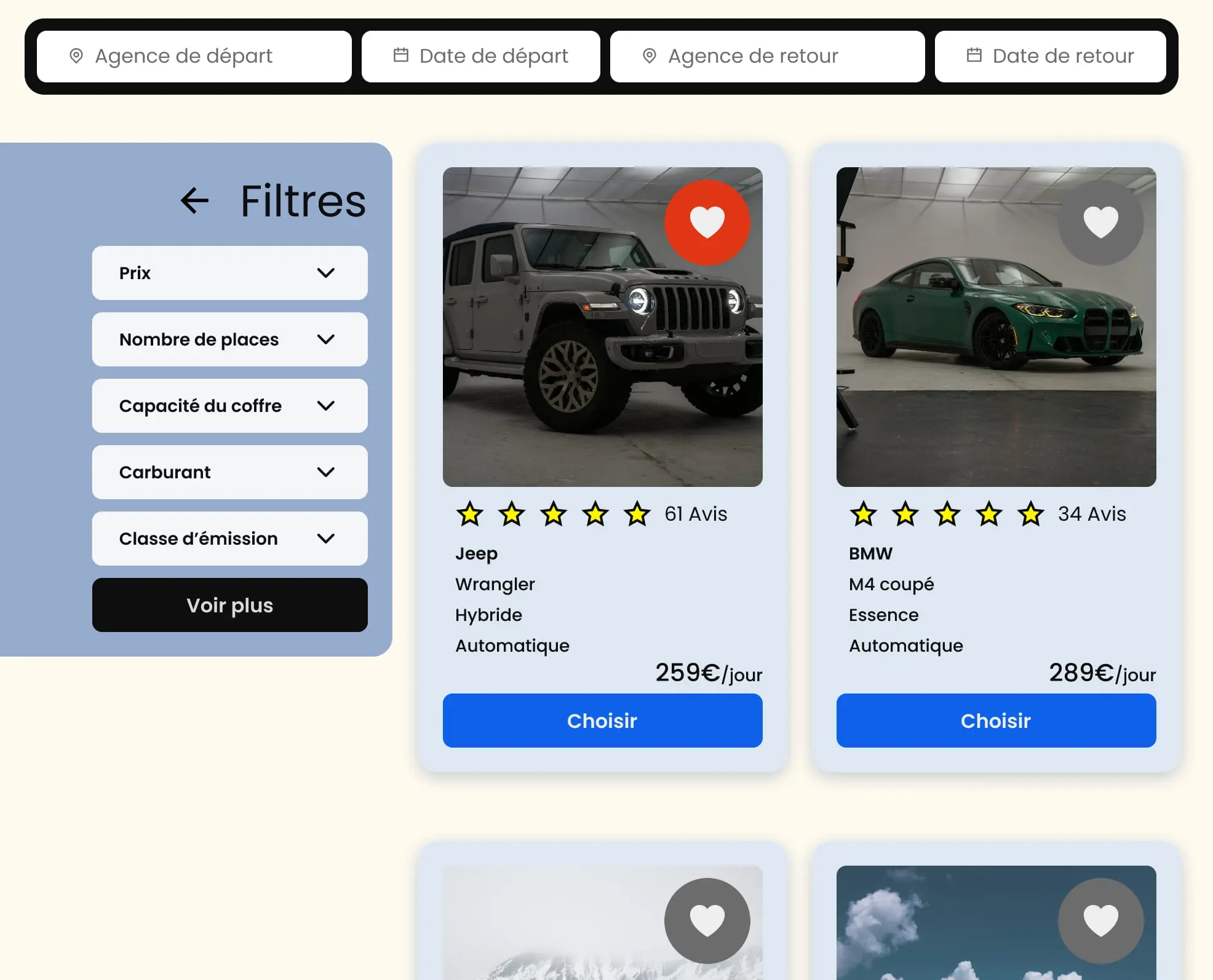 exemple de la grille utilisée dans louerunevoiture.eu