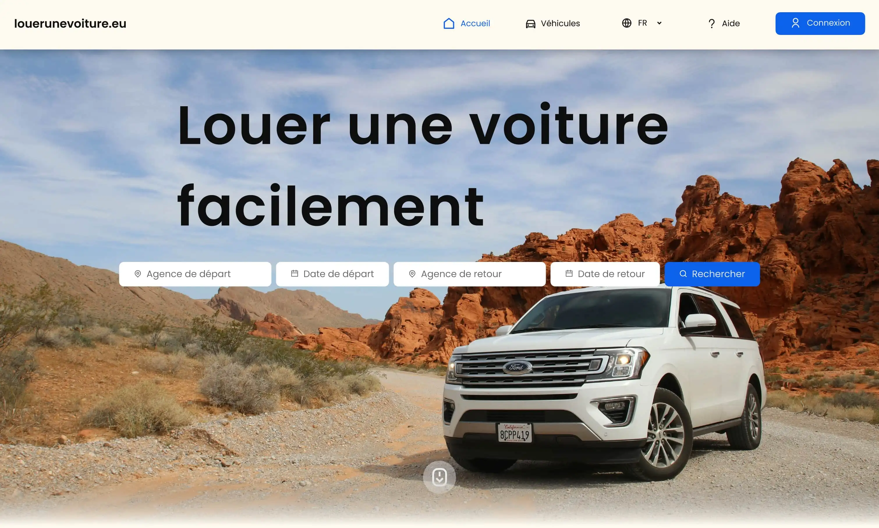 exemple de page louerunevoiture.eu