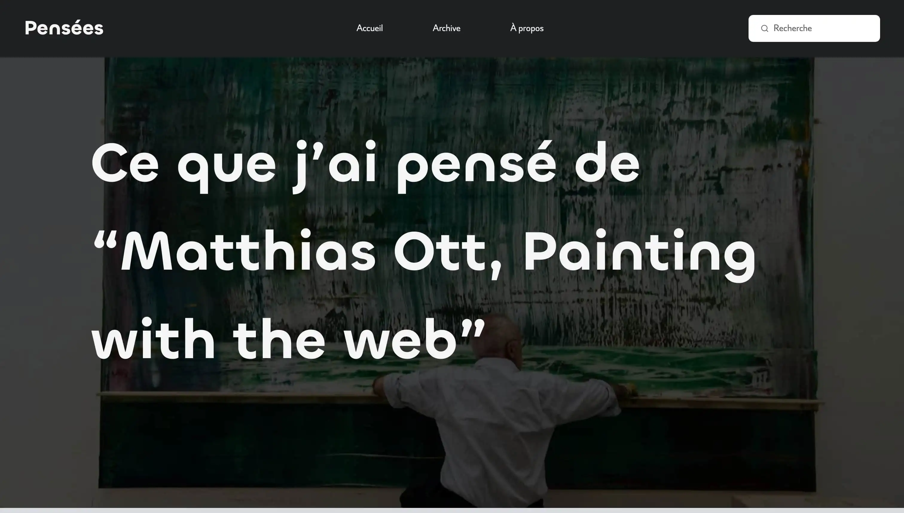 Exemple de page du site web pensées